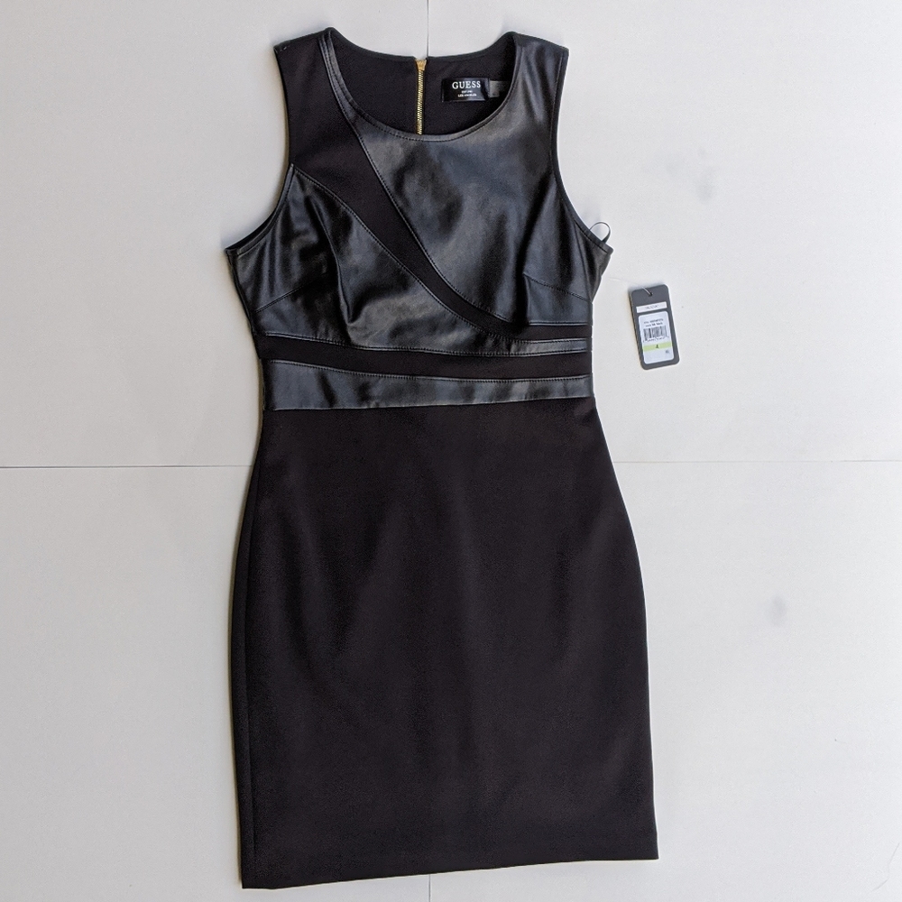 Guess Black "Alicia" Dress with Pleather Accents